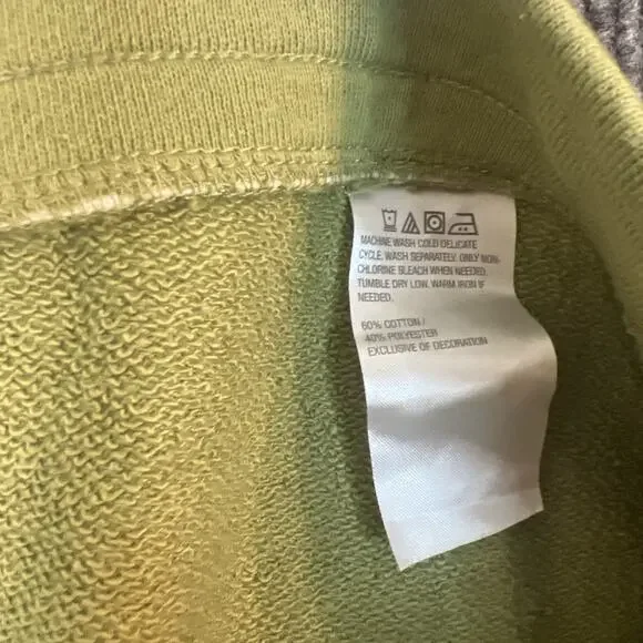 Peace Love World Boheme Regular French Terry Monica Wide Leg Pants Sz L Green - Picture 13 of 13